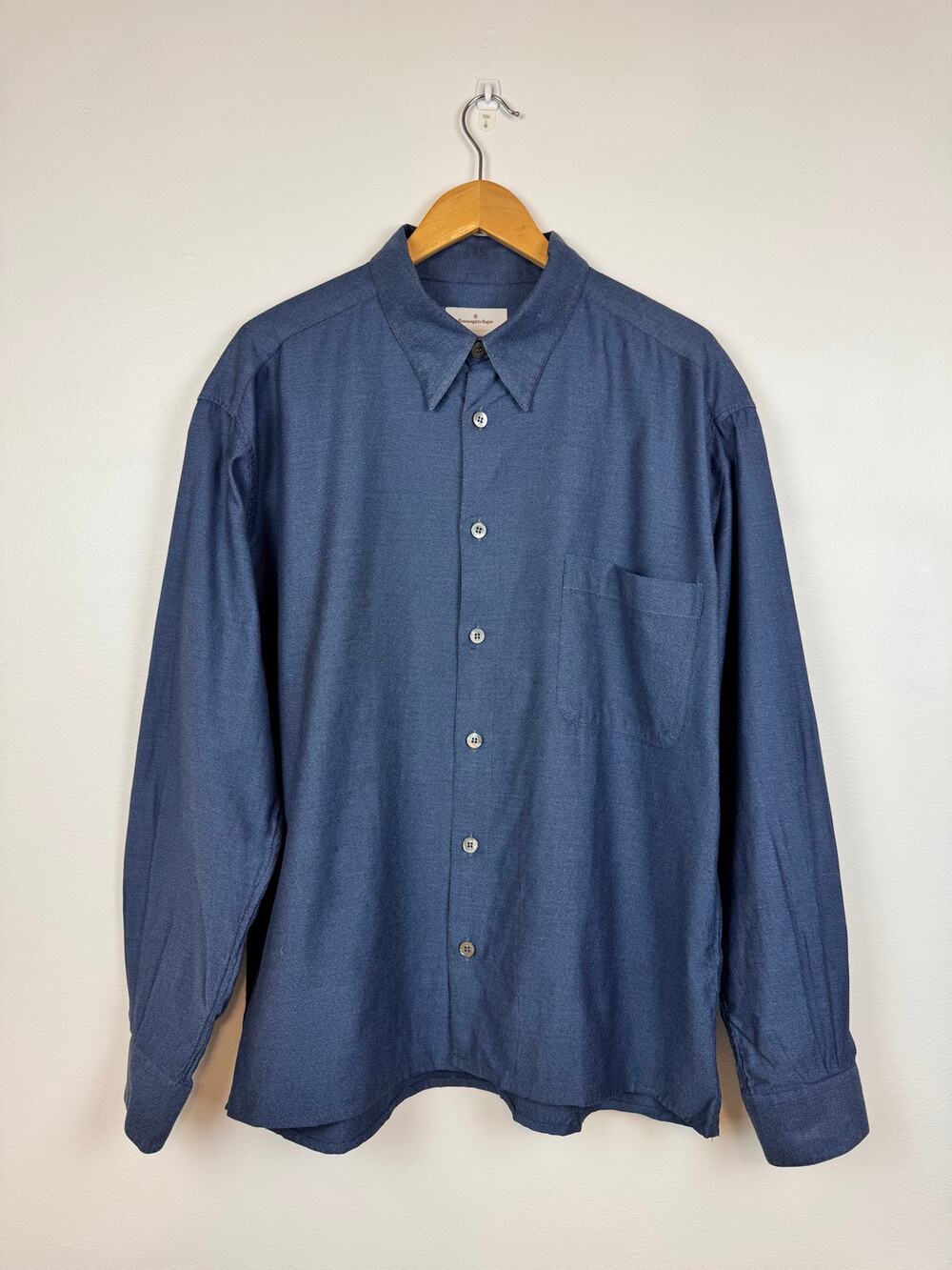 Ermenegildo Zegna Navy Blue Cotton Casual Button Down Shirt Made in Italy XXL